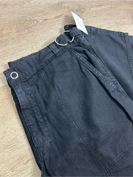 Ag Adriano Goldschmied AG Cotton Linen The Noten Black Carpenter High Rise Straight Leg Ankle Pant - Cotton, Linen