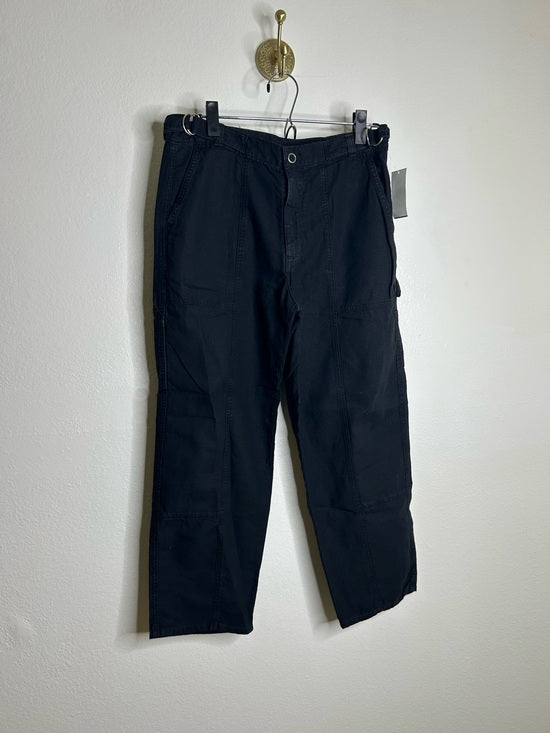 AG Cotton Linen The Noten Black Carpenter High Rise Straight Leg Ankle Pant