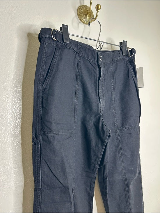 AG Cotton Linen The Noten Black Carpenter High Rise Straight Leg Ankle Pant