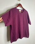 Vintage Talbots 100% Cashmere Maroon Marled Knit Scoop Neck Short Sleeve Top