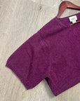 Vintage Talbots 100% Cashmere Maroon Marled Knit Scoop Neck Short Sleeve Top