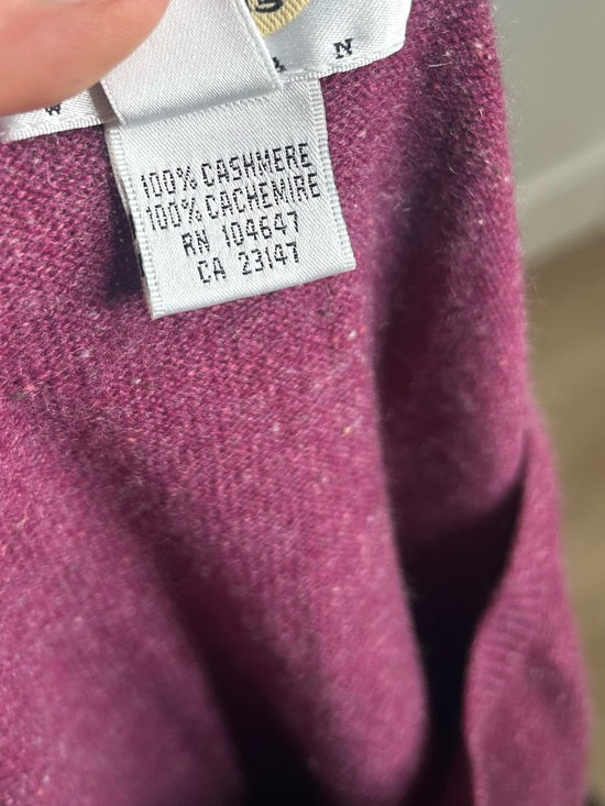 Vintage Talbots 100% Cashmere Maroon Marled Knit Scoop Neck Short Sleeve Top