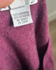 Vintage Talbots 100% Cashmere Maroon Marled Knit Scoop Neck Short Sleeve Top