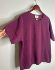 Vintage Talbots 100% Cashmere Maroon Marled Knit Scoop Neck Short Sleeve Top