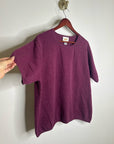 Vintage Talbots 100% Cashmere Maroon Marled Knit Scoop Neck Short Sleeve Top