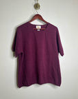 Vintage Talbots 100% Cashmere Maroon Marled Knit Scoop Neck Short Sleeve Top