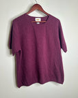 Vintage Talbots 100% Cashmere Maroon Marled Knit Scoop Neck Short Sleeve Top