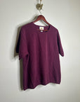 Vintage Talbots 100% Cashmere Maroon Marled Knit Scoop Neck Short Sleeve Top
