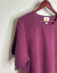 Vintage Talbots 100% Cashmere Maroon Marled Knit Scoop Neck Short Sleeve Top