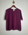 Vintage Talbots 100% Cashmere Maroon Marled Knit Scoop Neck Short Sleeve Top