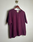Vintage Talbots 100% Cashmere Maroon Marled Knit Scoop Neck Short Sleeve Top