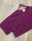 Vintage Talbots 100% Cashmere Maroon Marled Knit Scoop Neck Short Sleeve Top