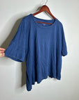 Eileen Fisher 100% Organic Linen Royal Blue Slouchy Short Sleeve Knit T - Shirt