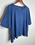 Eileen Fisher 100% Organic Linen Royal Blue Slouchy Short Sleeve Knit T - Shirt