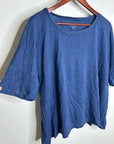 Eileen Fisher 100% Organic Linen Royal Blue Slouchy Short Sleeve Knit T - Shirt