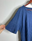 Eileen Fisher 100% Organic Linen Royal Blue Slouchy Short Sleeve Knit T - Shirt
