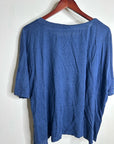 Eileen Fisher 100% Organic Linen Royal Blue Slouchy Short Sleeve Knit T - Shirt