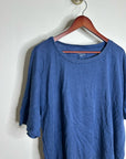 Eileen Fisher 100% Organic Linen Royal Blue Slouchy Short Sleeve Knit T - Shirt