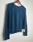 Free People 100% Linen Chunky Knit Oversized Royal Blue Pullover Sweater
