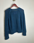 Free People 100% Linen Chunky Knit Oversized Royal Blue Pullover Sweater