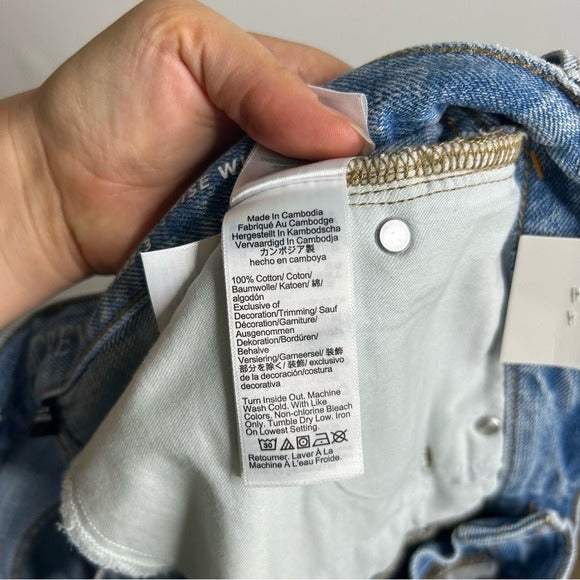 J. Crew 100% Cotton 1984 Lower Rise Distressed Wide Leg Jean