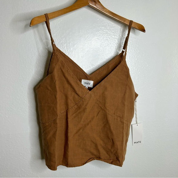 MATE the Label MATE The Label 100% Linen Camisole Tank Top in Sedona - Linen