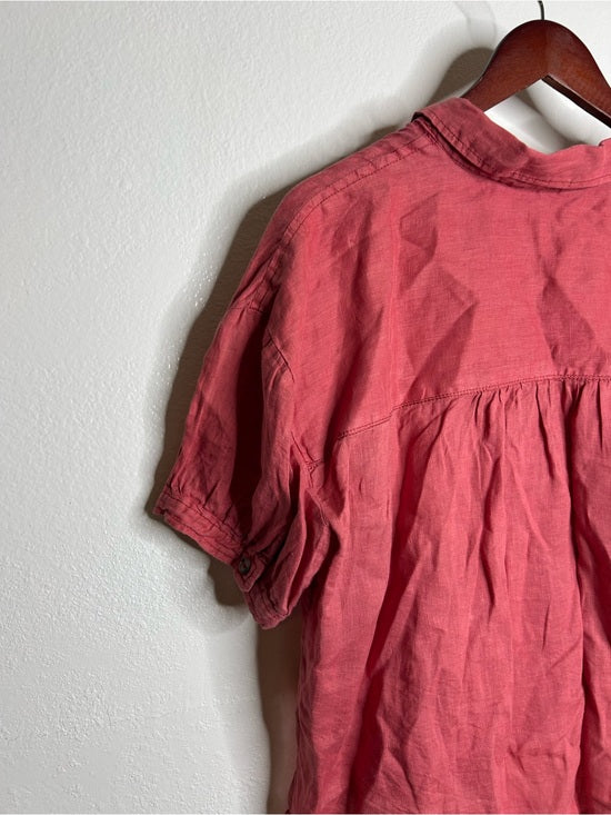 Anthropologie Pilcro 100% Linen Boxy Short Sleeve Button Down Top