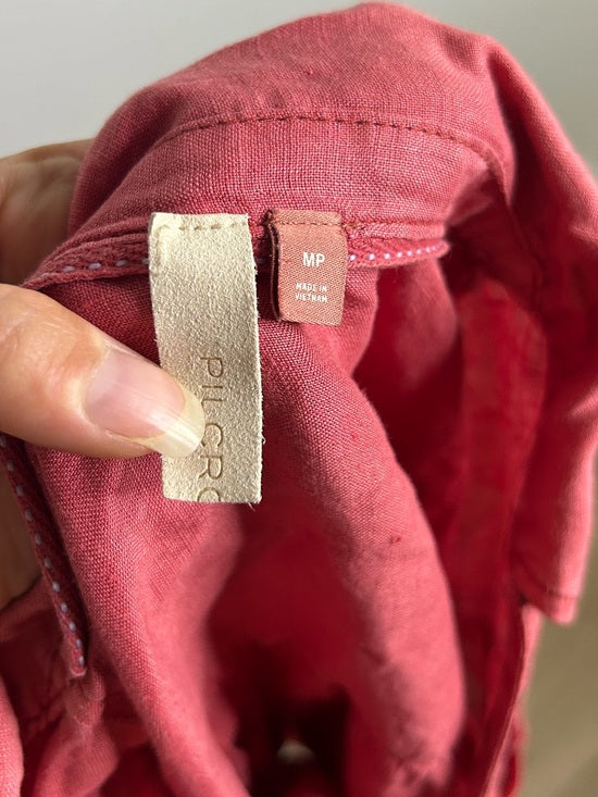 Anthropologie Pilcro 100% Linen Boxy Short Sleeve Button Down Top