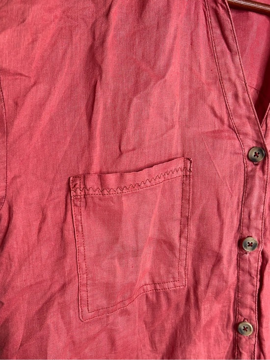 Anthropologie Pilcro 100% Linen Boxy Short Sleeve Button Down Top