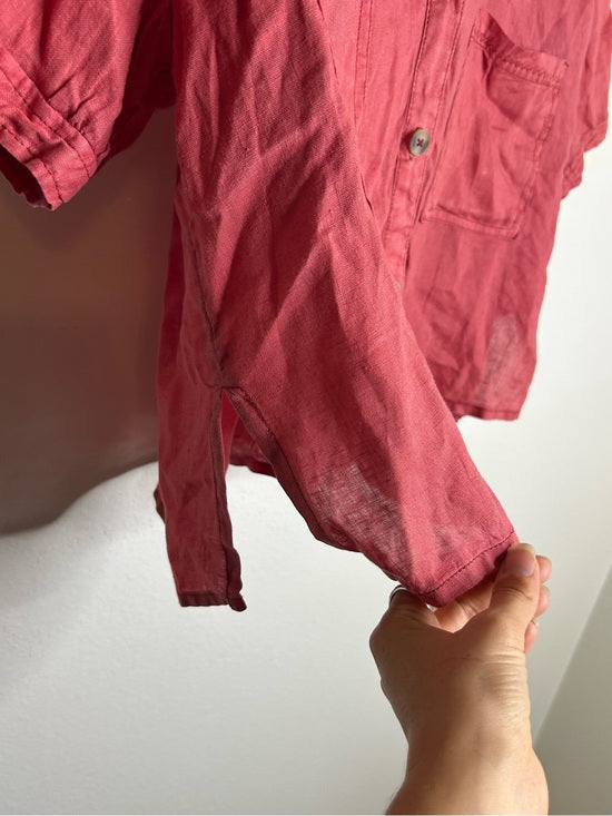 Anthropologie Pilcro 100% Linen Boxy Short Sleeve Button Down Top