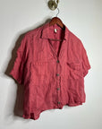 Anthropologie Pilcro 100% Linen Boxy Short Sleeve Button Down Top