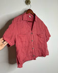 Anthropologie Pilcro 100% Linen Boxy Short Sleeve Button Down Top