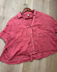 Anthropologie Pilcro 100% Linen Boxy Short Sleeve Button Down Top