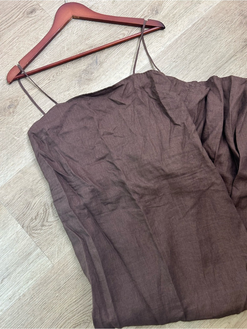 Buck Mason Buck Mason 100% Linen Cross Hatch Linen East End Tank Maxi Dress in Brown - Linen