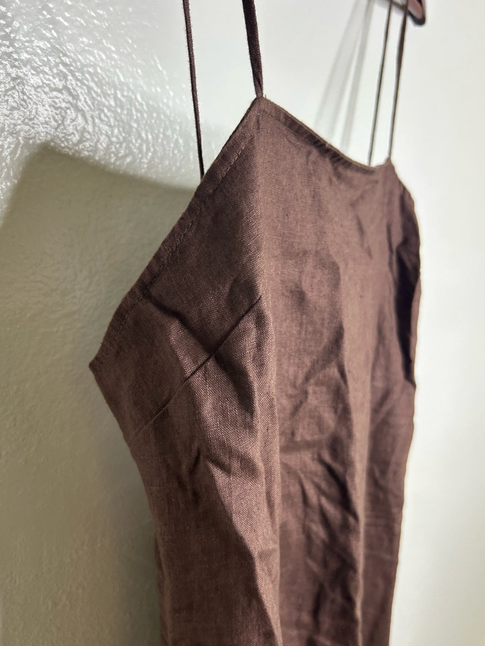 Buck Mason 100% Linen Cross Hatch Linen East End Tank Maxi Dress in Brown