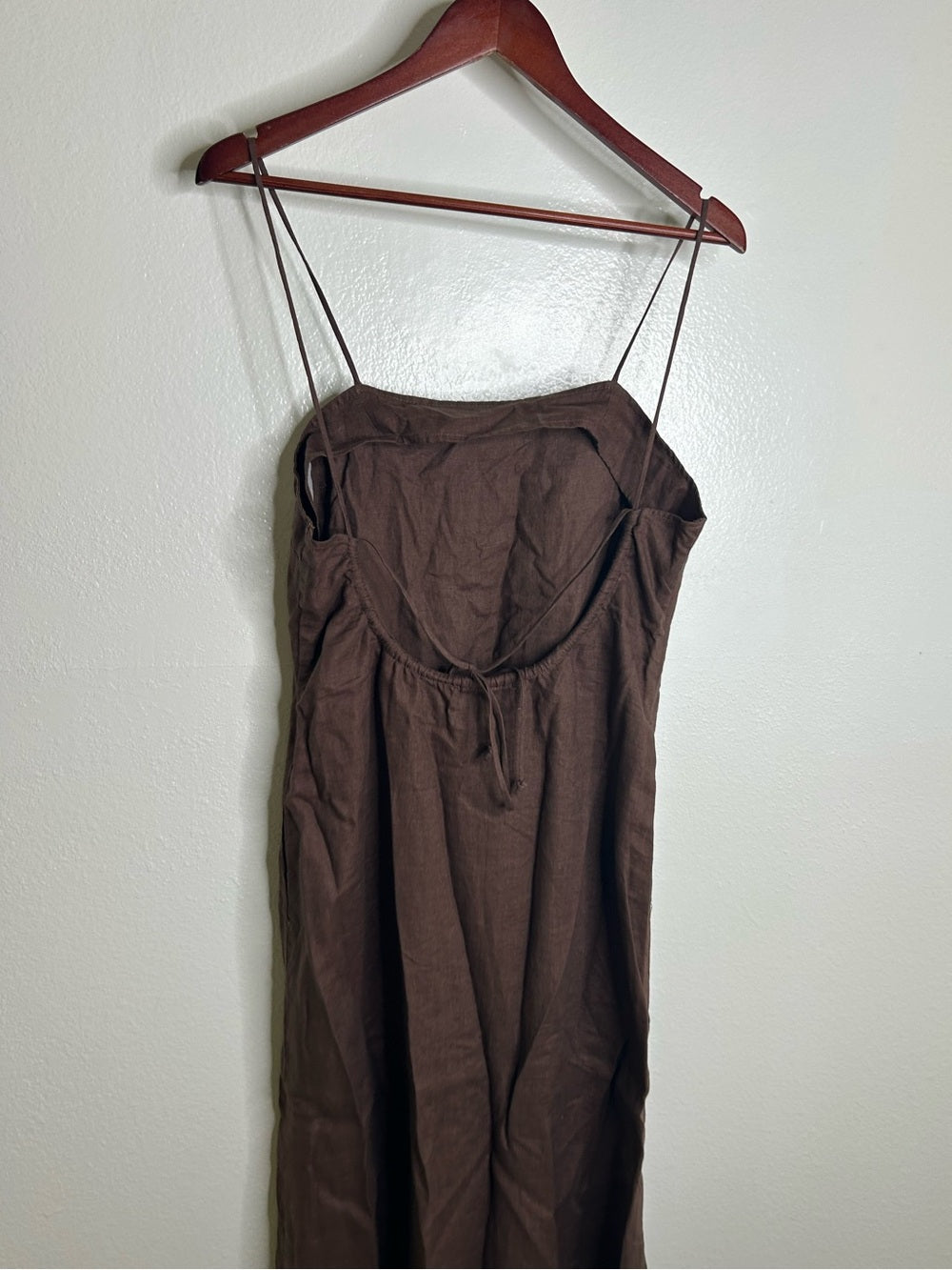 Buck Mason 100% Linen Cross Hatch Linen East End Tank Maxi Dress in Brown