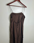 Buck Mason 100% Linen Cross Hatch Linen East End Tank Maxi Dress in Brown