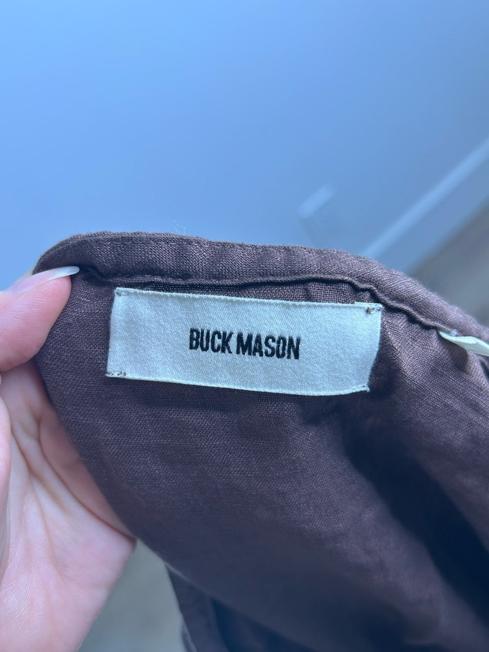 Buck Mason 100% Linen Cross Hatch Linen East End Tank Maxi Dress in Brown