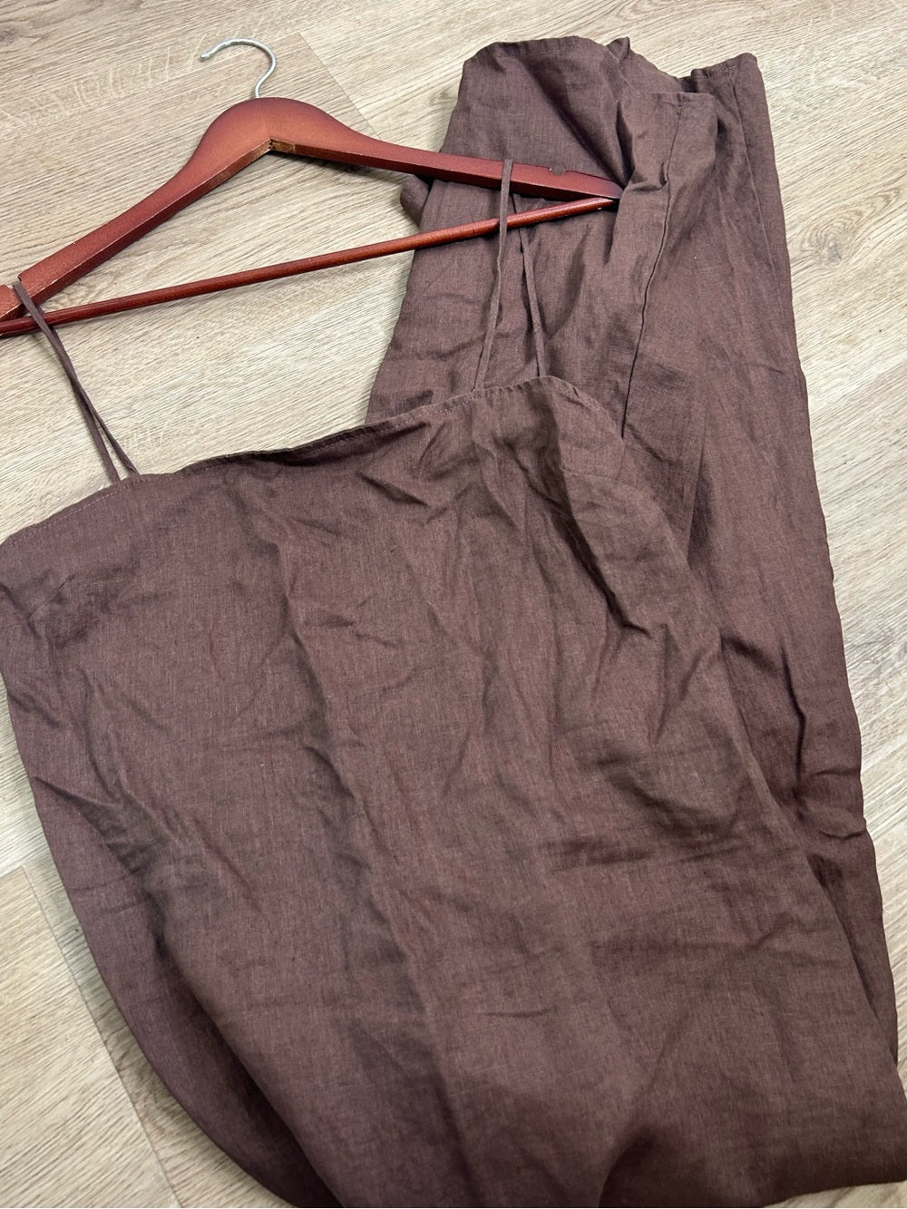 Buck Mason Buck Mason 100% Linen Cross Hatch Linen East End Tank Maxi Dress in Brown - Linen