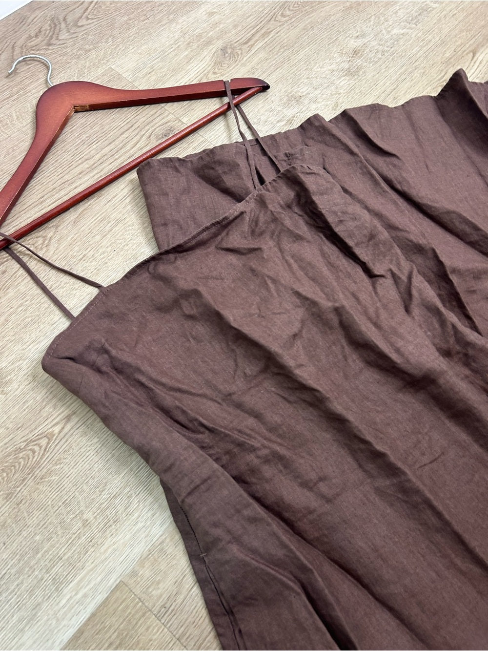Buck Mason Buck Mason 100% Linen Cross Hatch Linen East End Tank Maxi Dress in Brown - Linen
