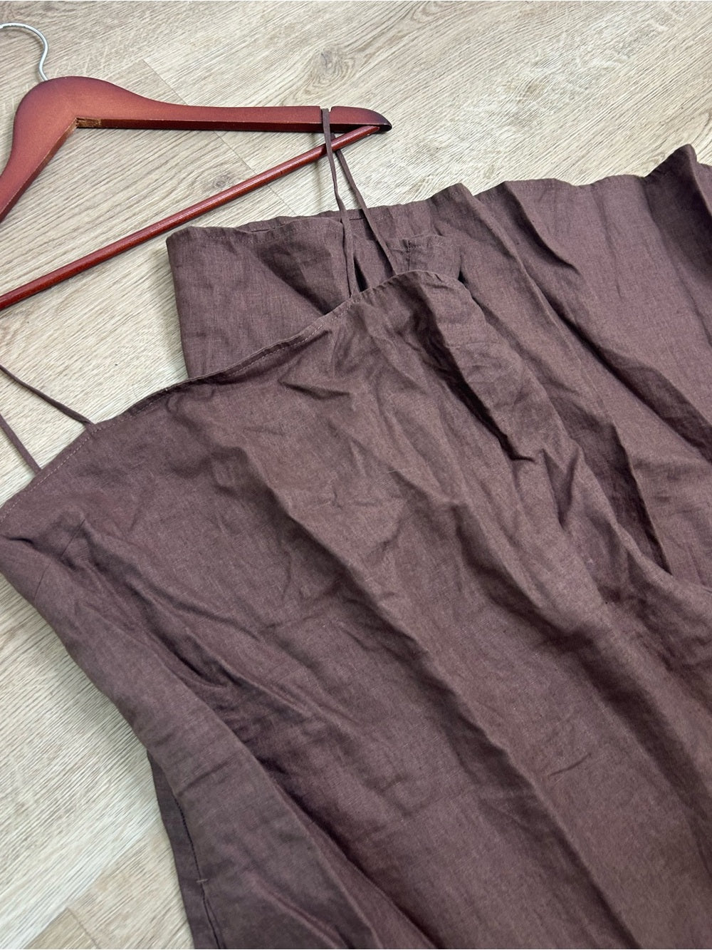 Buck Mason Buck Mason 100% Linen Cross Hatch Linen East End Tank Maxi Dress in Brown - Linen