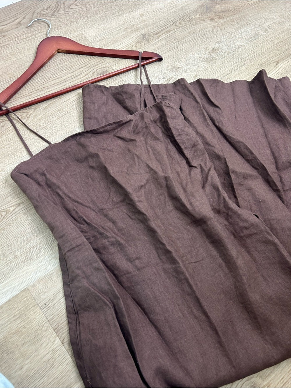 Buck Mason Buck Mason 100% Linen Cross Hatch Linen East End Tank Maxi Dress in Brown - Linen