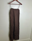 Buck Mason 100% Linen Cross Hatch Linen East End Tank Maxi Dress in Brown