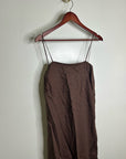 Buck Mason 100% Linen Cross Hatch Linen East End Tank Maxi Dress in Brown