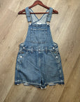 AG 100% Cotton Denim Overalls Shorts Distresssed Chewed Hem