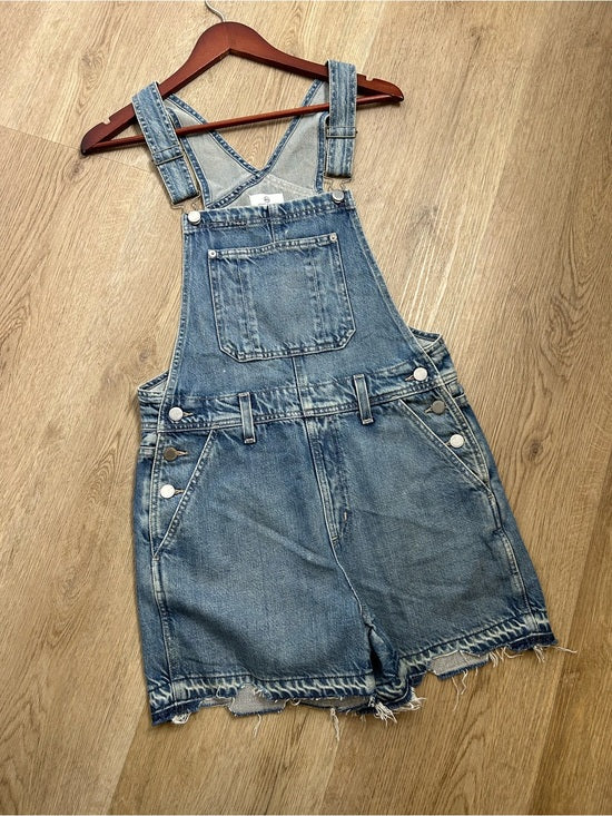 AG 100% Cotton Denim Overalls Shorts Distresssed Chewed Hem