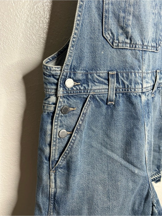 AG 100% Cotton Denim Overalls Shorts Distresssed Chewed Hem
