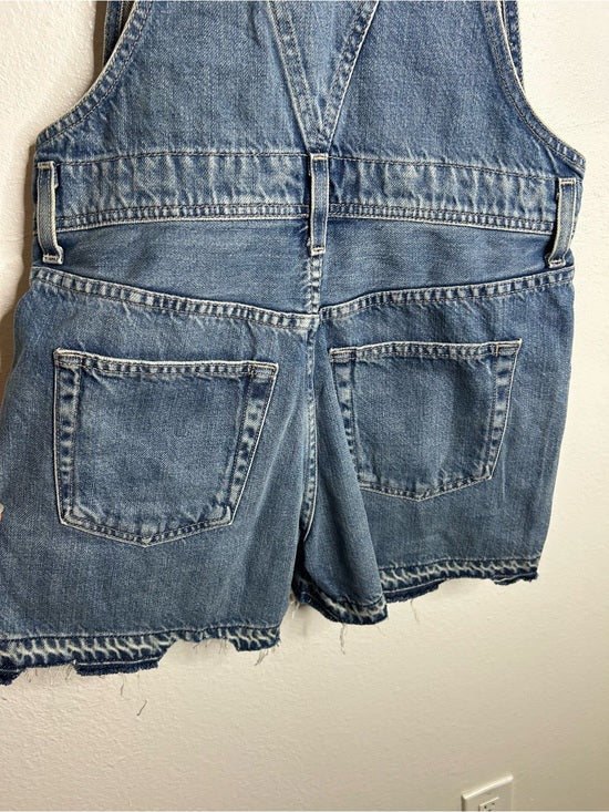 AG 100% Cotton Denim Overalls Shorts Distresssed Chewed Hem