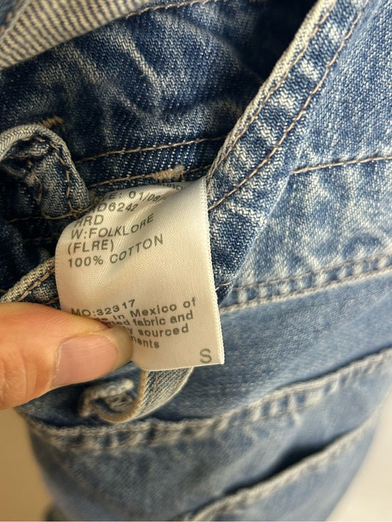 AG 100% Cotton Denim Overalls Shorts Distresssed Chewed Hem