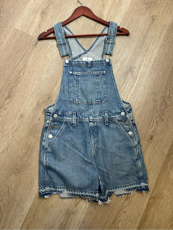 AG 100% Cotton Denim Overalls Shorts Distresssed Chewed Hem
